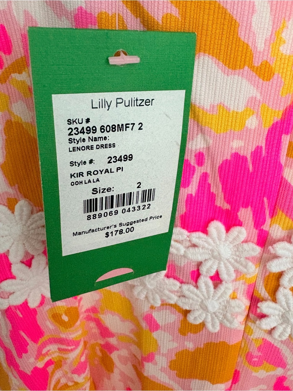 NWT Lilly Pulitzer Pink, Yellow & White Floral with Lace Trim Lenore Dress - Picture 5 of 7